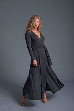 Custom Made Wrap Maxi Dress In Charcoal Jersey Knit