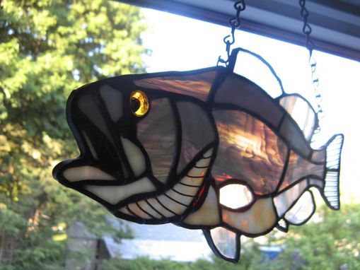 Custom Made Steelhead Striper Large Mouth Bass Stained Glass Art