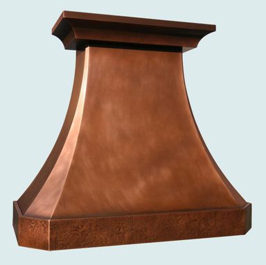 Custom Made Copper Range Hood With Reverse Hammered Band