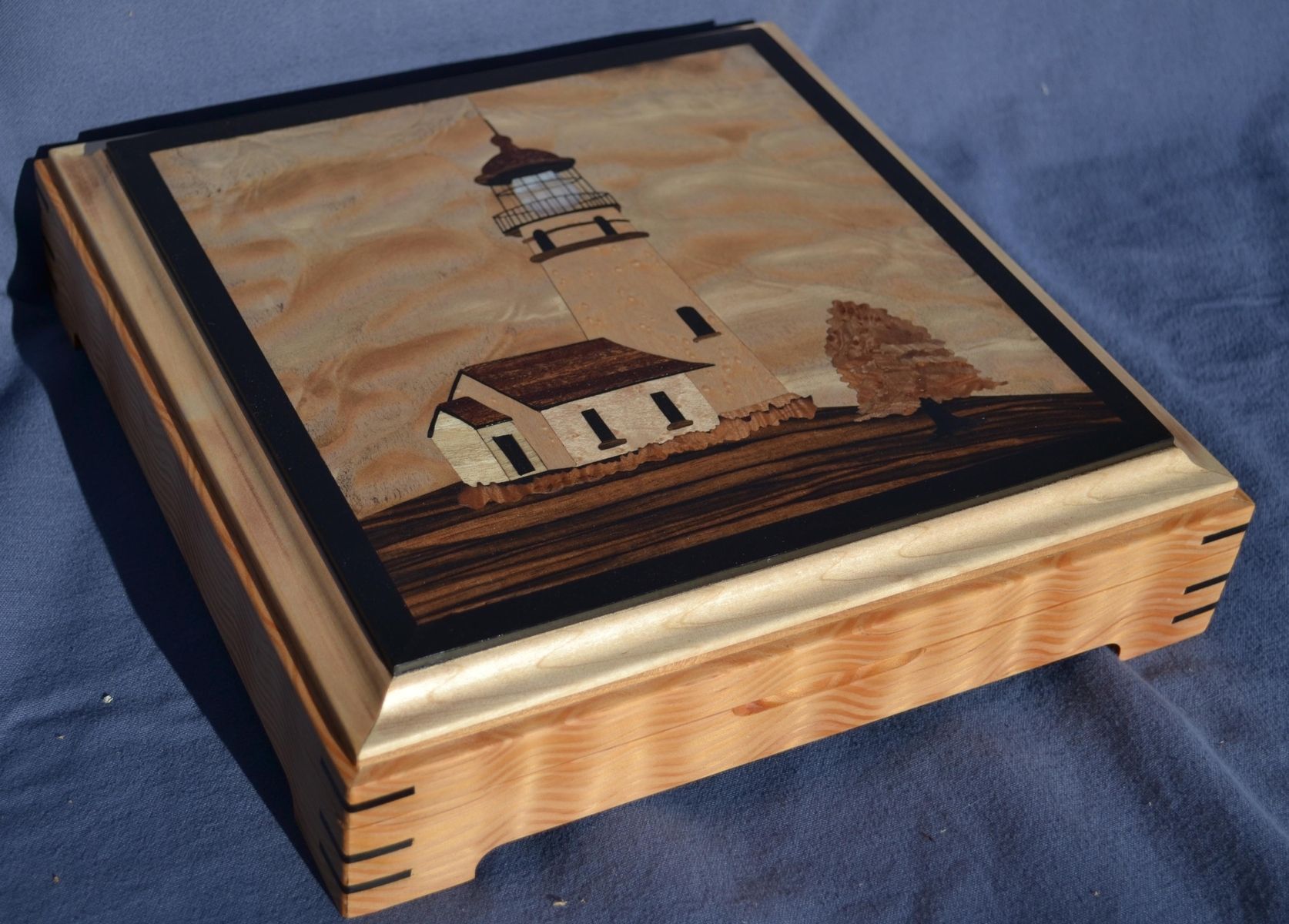 Hand Made Cape Blanco Lighthouse Jewelry Box by Dennis Chenoweth