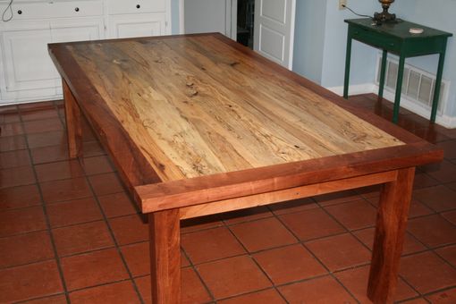 Custom Made Spalted Pecan Table With Mesquite Frame And Legs