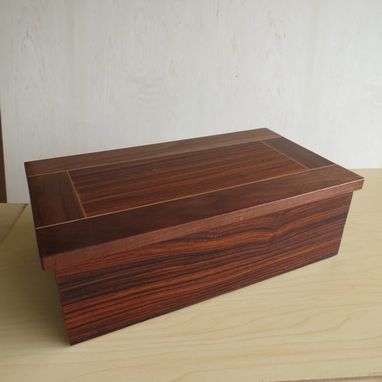 Custom Made Wooden Box From Rosewood, Cherry And Walnut Lined With Stingray Leather