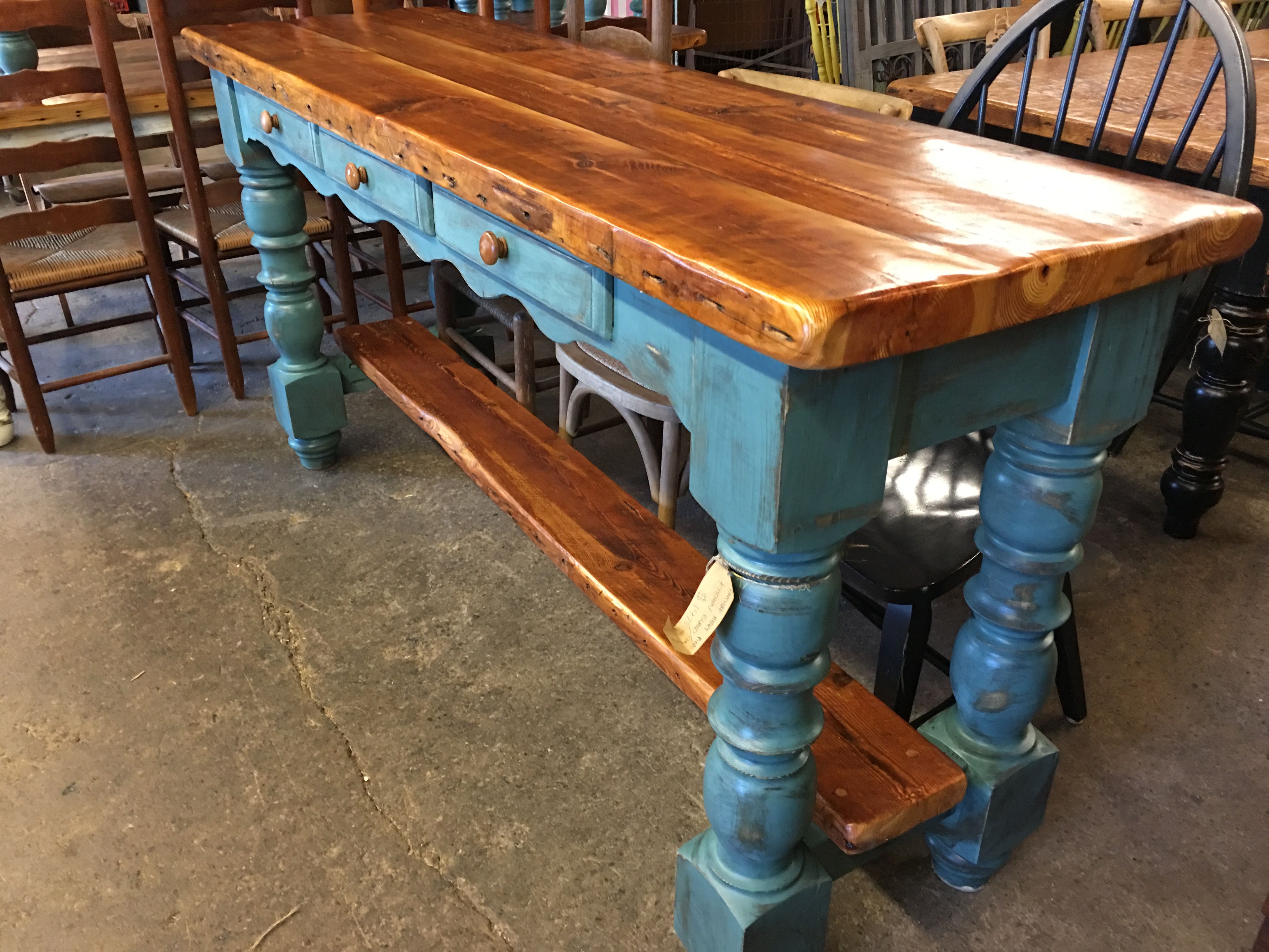 Buy Hand Crafted Antique Heart Pine Kitchen Island, made to order from
