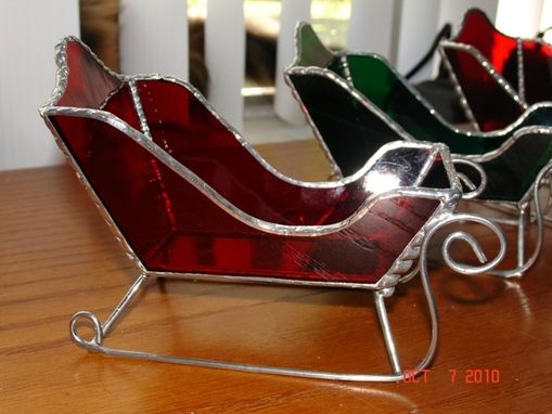 Custom Made Stained Glass Santa Sleds
