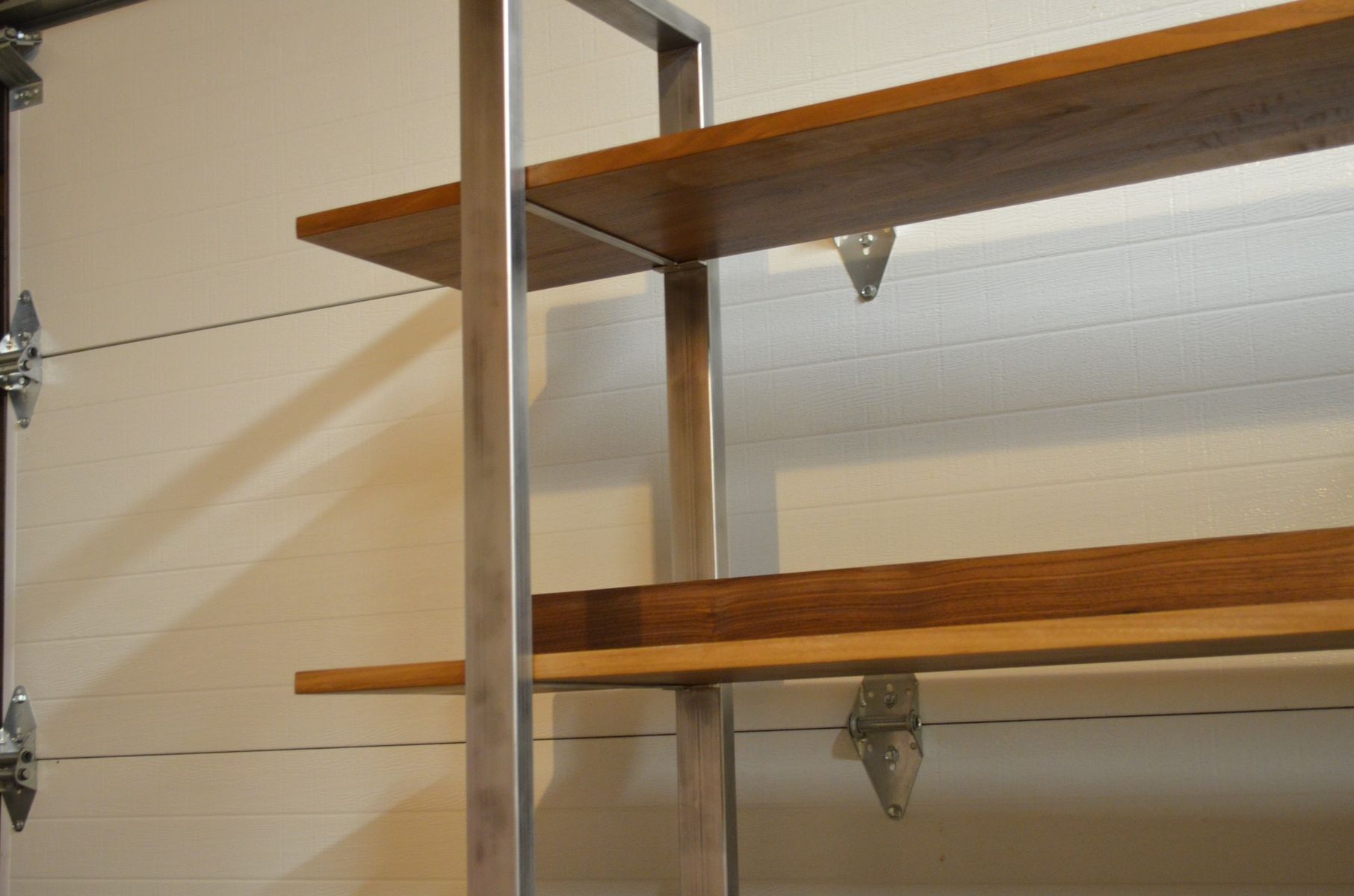 Custom Made Walnut And Stainless Steel Bookshelf by Fabitecture