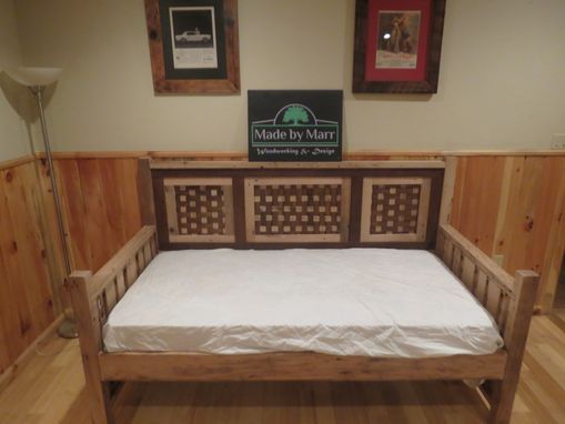 Custom Made Native American Inspired Daybed Woven With Natural And Stained Wormy Chestnut
