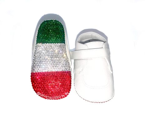 Custom Made Crystallized Baby Booties Baptism Boys Crib Shoes Bling Genuine European Crystals Bedazzled