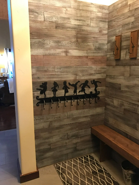 Custom Made Sturdy Metal Wall-Mounted Coat Rack With Silhouettes