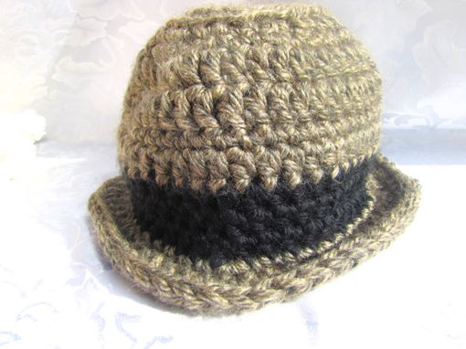 Custom Made Unisex Adult Crochet Wool Hat - Brown And Black - Ready To Ship