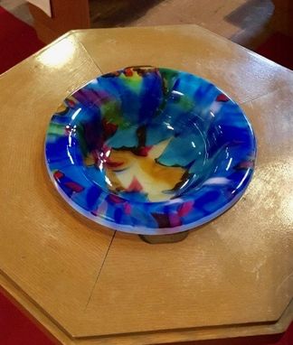 Custom Made Baptismal Font - Hand Raked Fused Glass