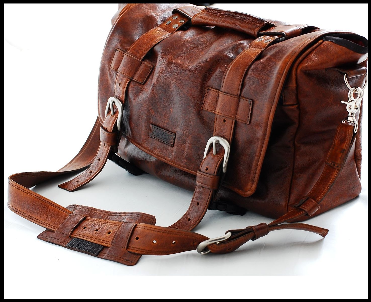 Large leather store camera bag