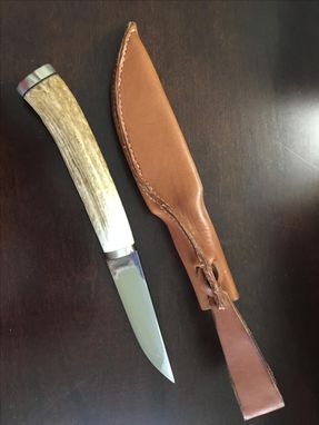 Custom Made Hand Forged Usa Maker, Stag Handle, Finnish Style Puukko Knife With Sheath
