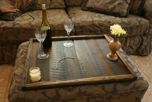 Custom Made Distressed To Impress! Rustic Modern Oversized Ottoman Tray Table Top Serving Breakfast Tray