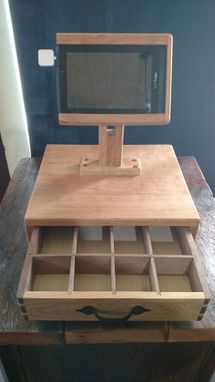 Custom Made Wooden Cash Box And Tablet Holder