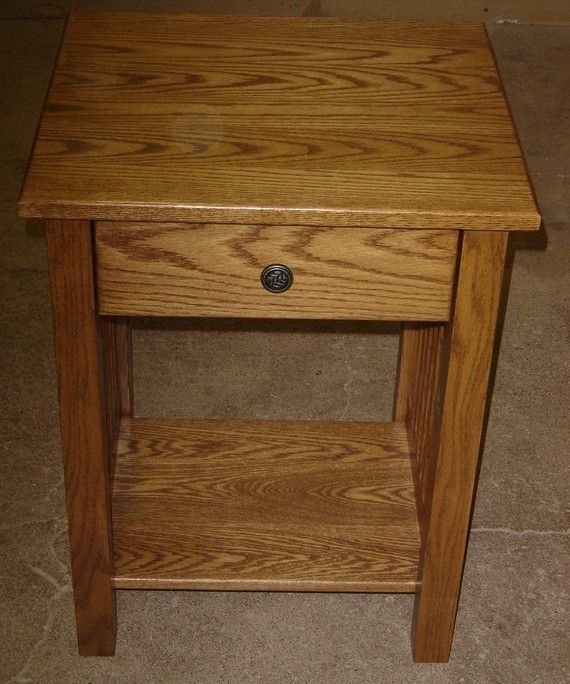 Hand Crafted New Mission Style Solid Oak Wood Bedside