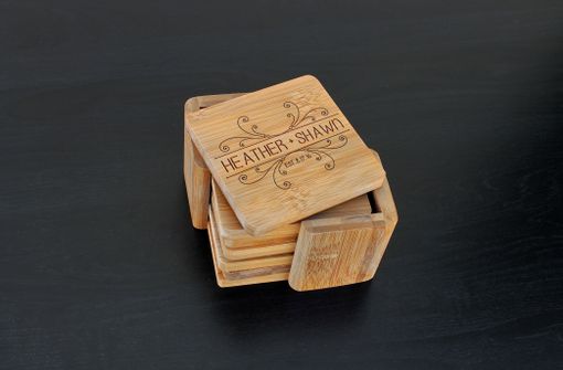 Custom Made Custom Bamboo Coasters, Custom Engraved Coasters --Cst-Bam-Heather Shawn