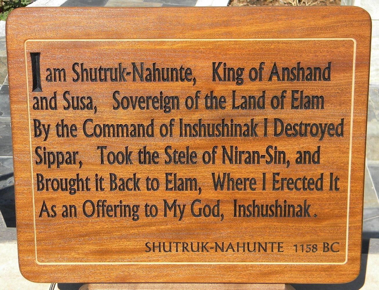 Hand Made Emperor's Club Movie Shutruk Nahunte Plaque by North Texas Wood  Works | CustomMade.com