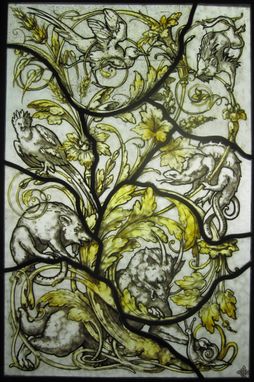 Custom Made Michel Lienard Stained Glass Panel