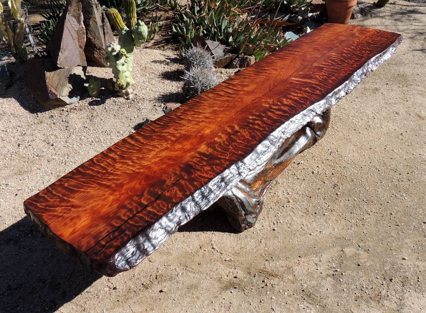Custom Made Curly Redwood Live Edge Coffee Table by Hamari Design