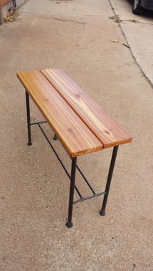 Custom Made Steel And Cedar Side Table Or Bench