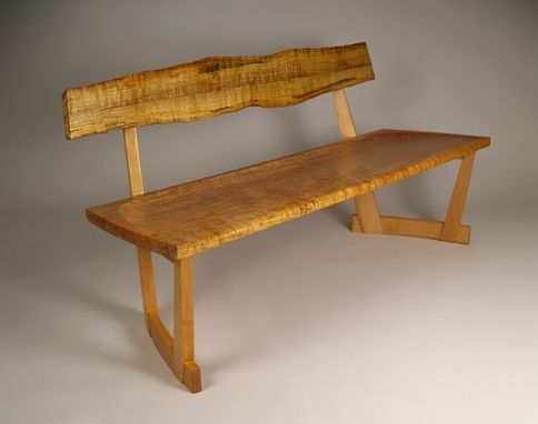 Custom Made Wormy Maple Slab Bench With Backrest