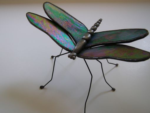 Custom Made Stained Glass Dragonfly- Freestanding