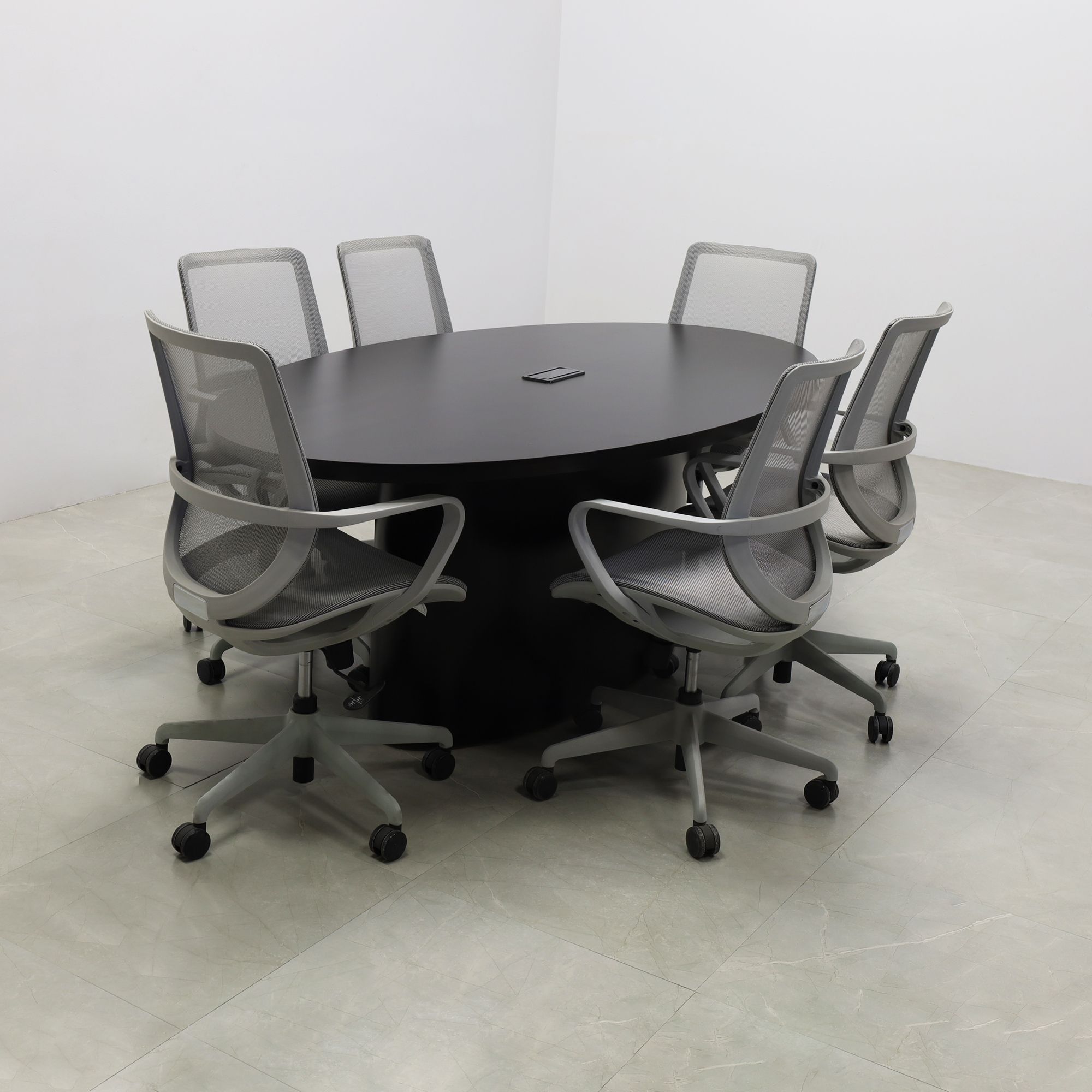 Hand Crafted Oval Shape Custom Conference Table, Laminate Top Newton