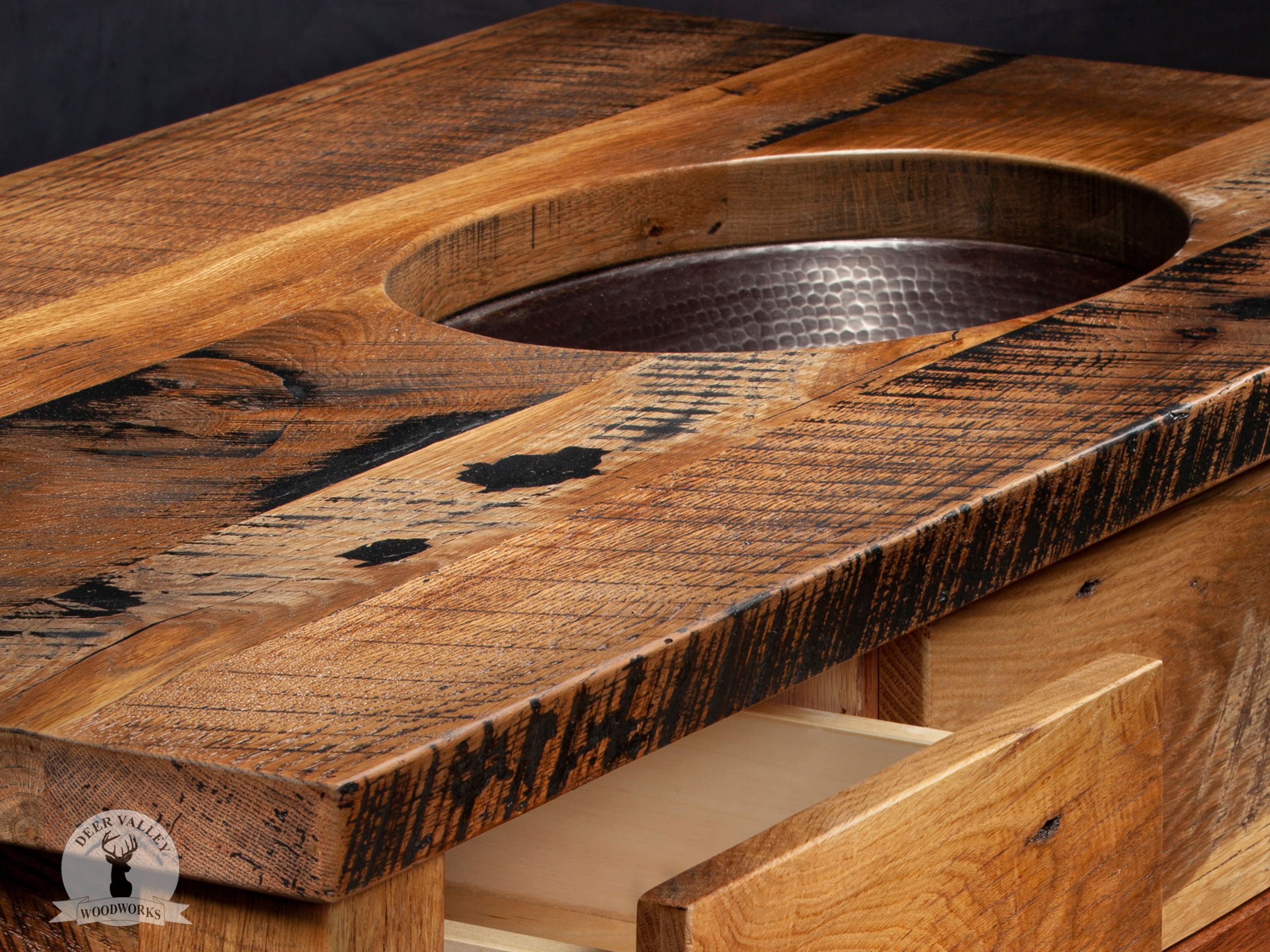 Buy Custom Rustic Barnwood Vanity, made to order from Deer Valley