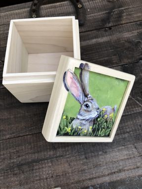 Custom Made Handpainted Thoughtful Bunny Small Box