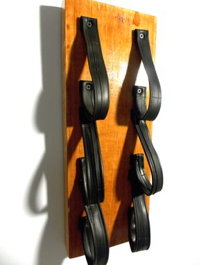 Custom Made Wine Rack, Wall Mounted Upcycled. Made From  Recycled Reclaimed Wood, Bike Tire Tubes