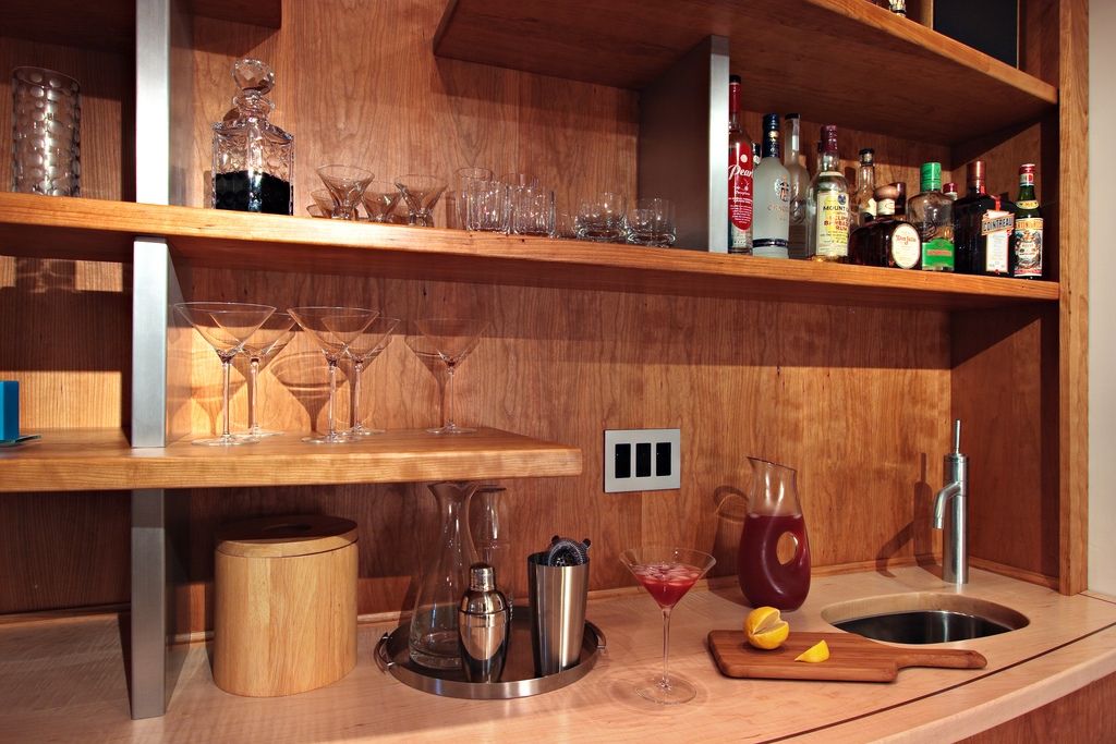 Custom Made J&D Cherry Bar BuiltIn by Adam Rung Woodworks