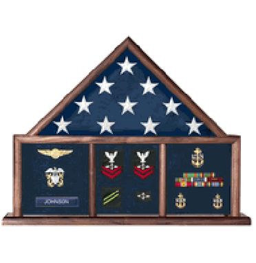 Custom Made Flag And Memorabilia, Flag Shadow Box, Combination Flag Medal