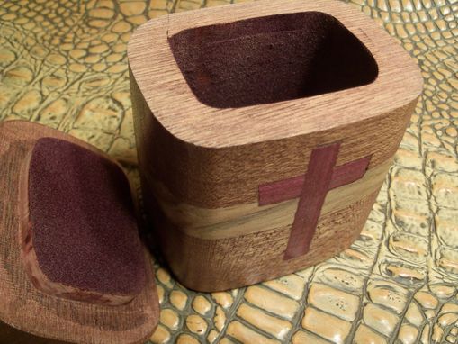 Custom Made Hardwood Keepsake Box With Purpleheart Cross Inlay