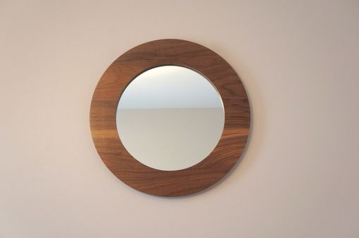 Custom Made 22" Solid Walnut Round Decorative Mirror