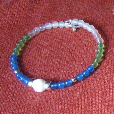 Custom Made Blue, White And Green Gem Wrap Bracelet