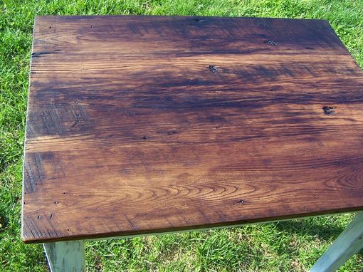Custom Made Reclaimed Wormy Chestnut Kitchen Table With Painted Skirt