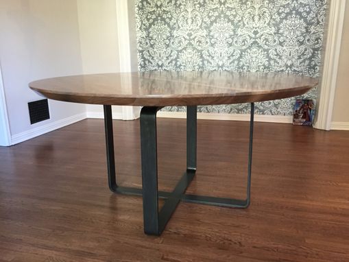 Custom Made Modern Round Walnut Dining Table