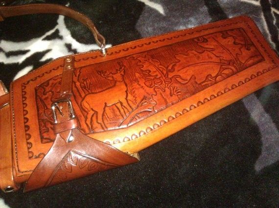 Hand Crafted Custom Piece Lined Leather Rifle Case Hand Made Tooled Fits Lever Action Rifles