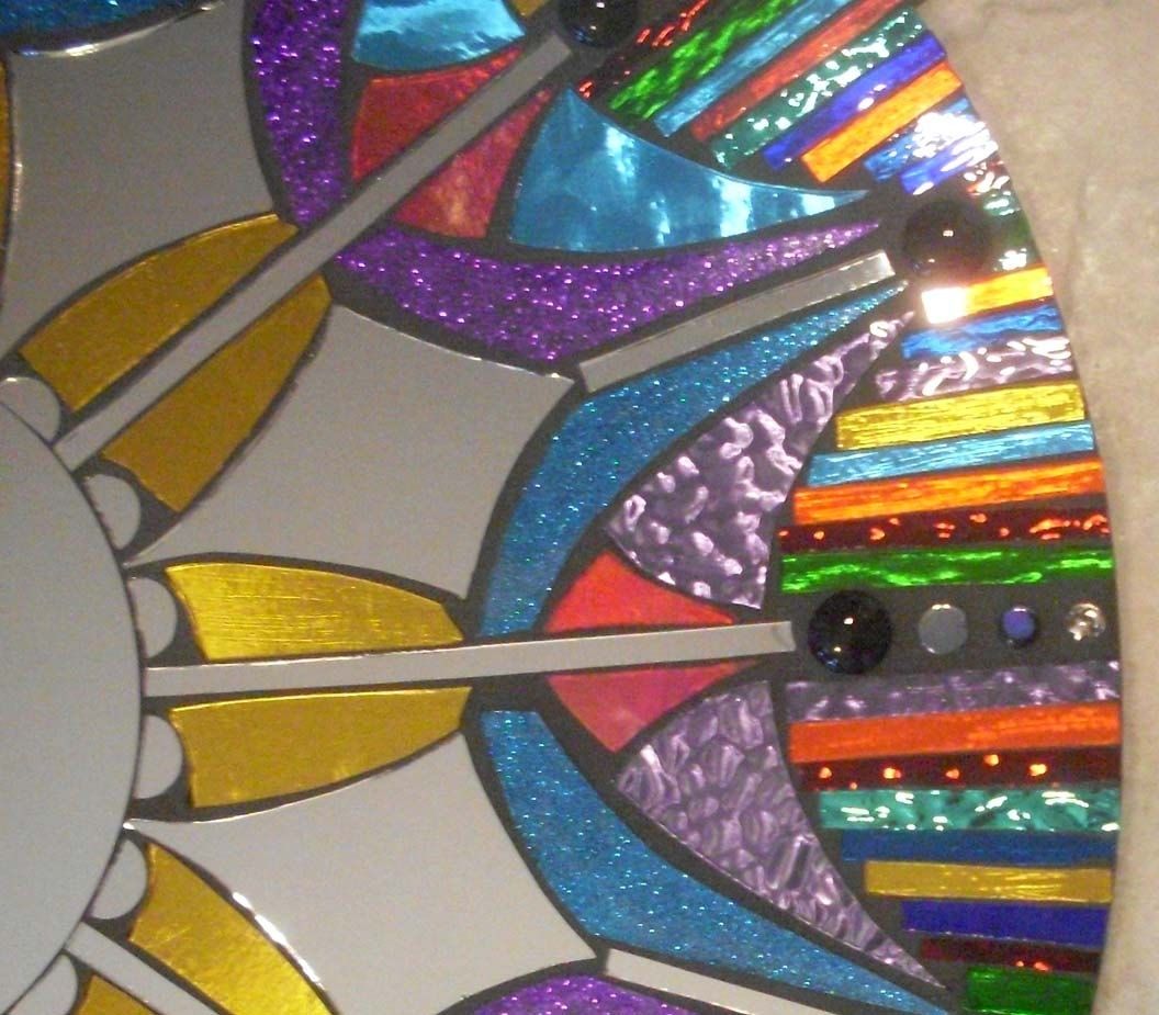 Hand Crafted Mosaic Mirror Colorful Stained Glass Round By Sol Sister