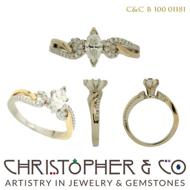 Custom Made Yellow And White Gold And Diamond Engagement Ring By Christopher M. Jupp.
