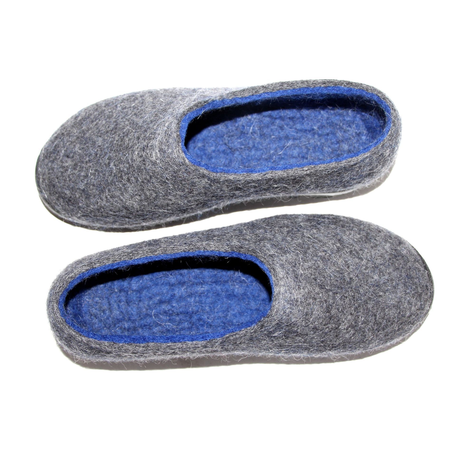 Buy Hand Made Natural Wool Felt Shoes For Men Gray Blue, made to order
