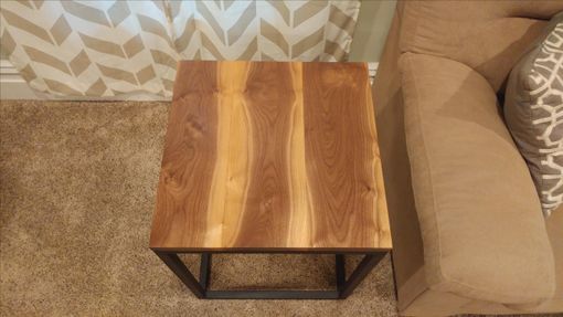 Custom Made Handcrafted Steel And Wood End Table
