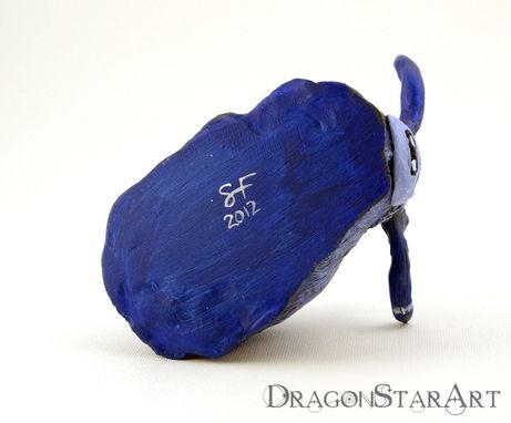 Custom Made Blue Monster Clay Art Object Polymer Clay With Antlers