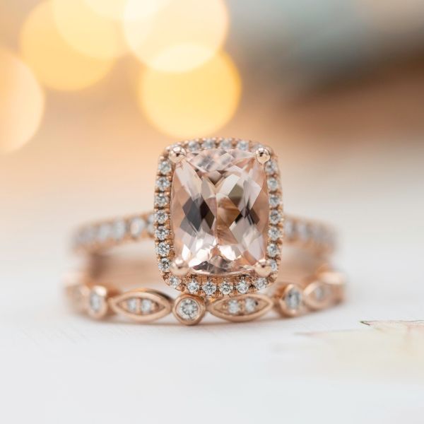 This cushion cut morganite shows excellent sparkle.