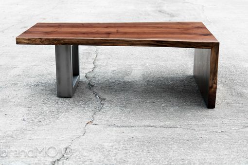 Custom Made Mitered Live Edge Walnut Coffee Table W/ Steel Base