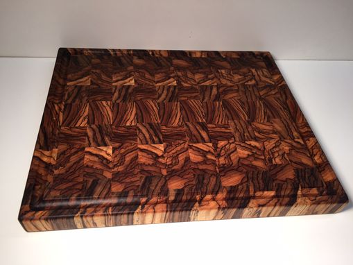 Custom Made Professional End Grain Zebrawood Cutting Board