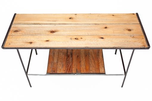 Custom Made Pine Top Coffee Table With Lath Shelf