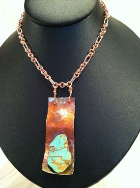 Custom Made Arizona Turquoise And Hammered Copper Necklace