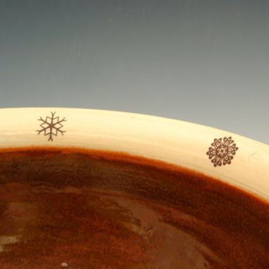 Custom Made Red And Cream Pottery Snowflake Bowl