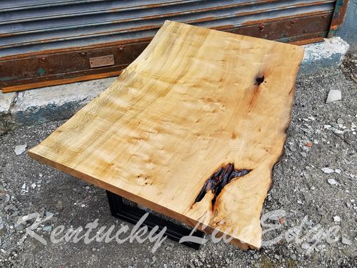 Custom Made Industrial Live Edge Coffee Table- Ambrosia Maple- Steel Legs- Modern- Rustic- Living Room